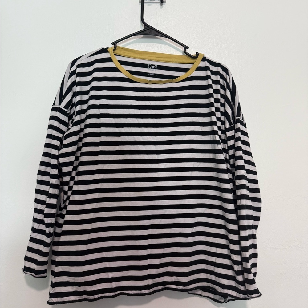 Planet By Lauren G  Border Striped Mini Boxy tee Multicolor One Size
